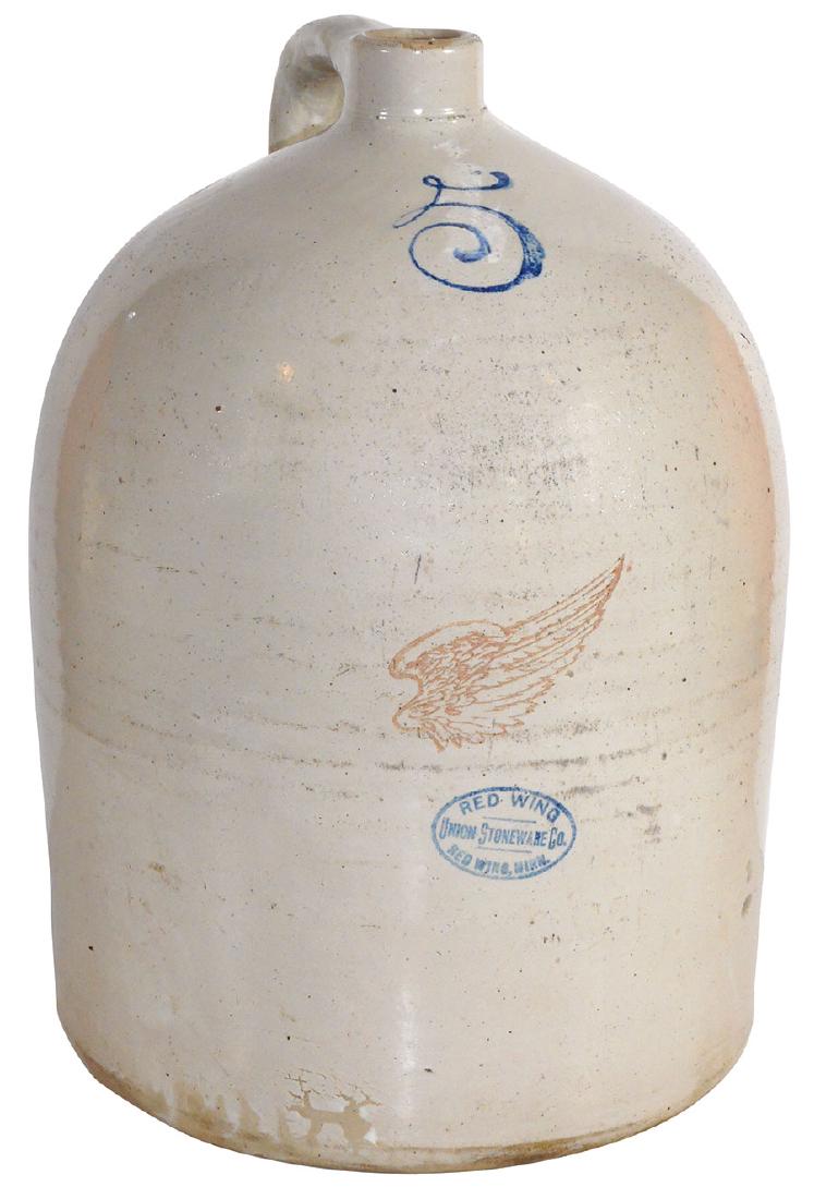 Stoneware jug, Red Wing 5 gal w/wing, light surface (1 of 1)