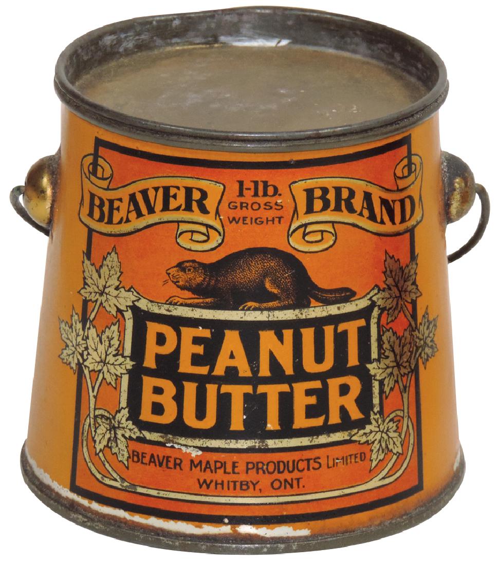 Peanut Butter pail, Beaver Brand 1-lb. tin, oxidation (1 of 1)