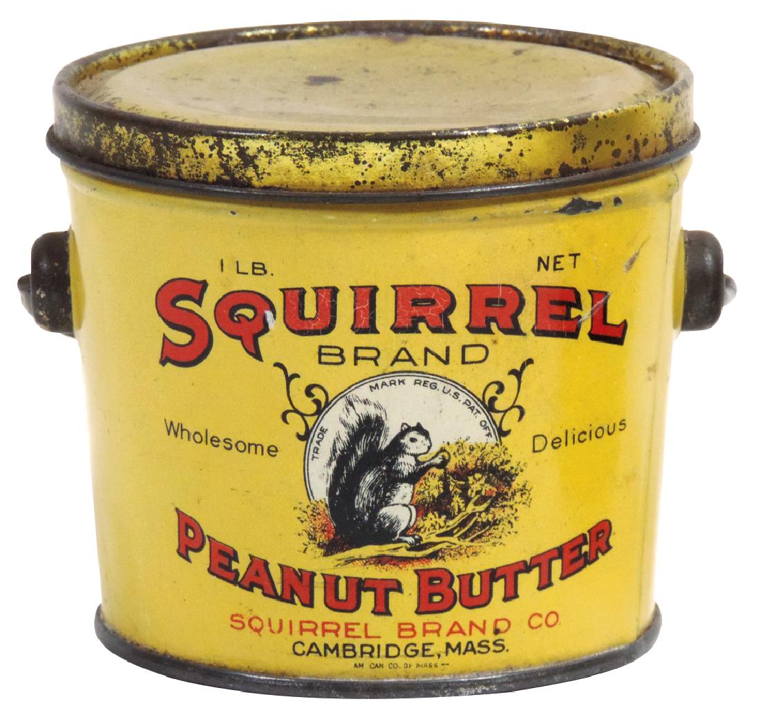 Peanut Butter pail, Squirrel Brand 1-lb. tin, VG+ cond (1 of 1)