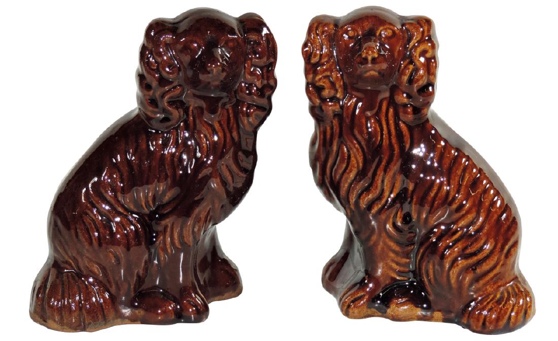 Stoneware (2), Bennington Spaniels, 1 w/minor base (1 of 1)
