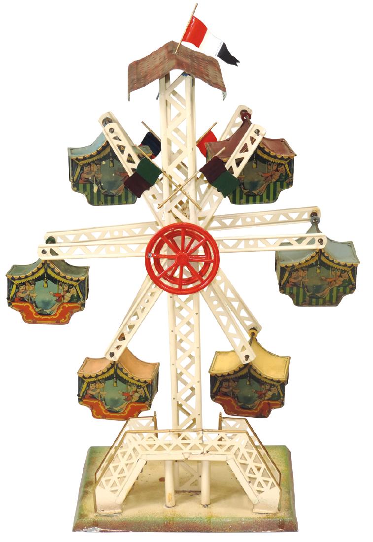 Toy carnival ride, litho on tin w/6 gondolas, stamped (1 of 1)