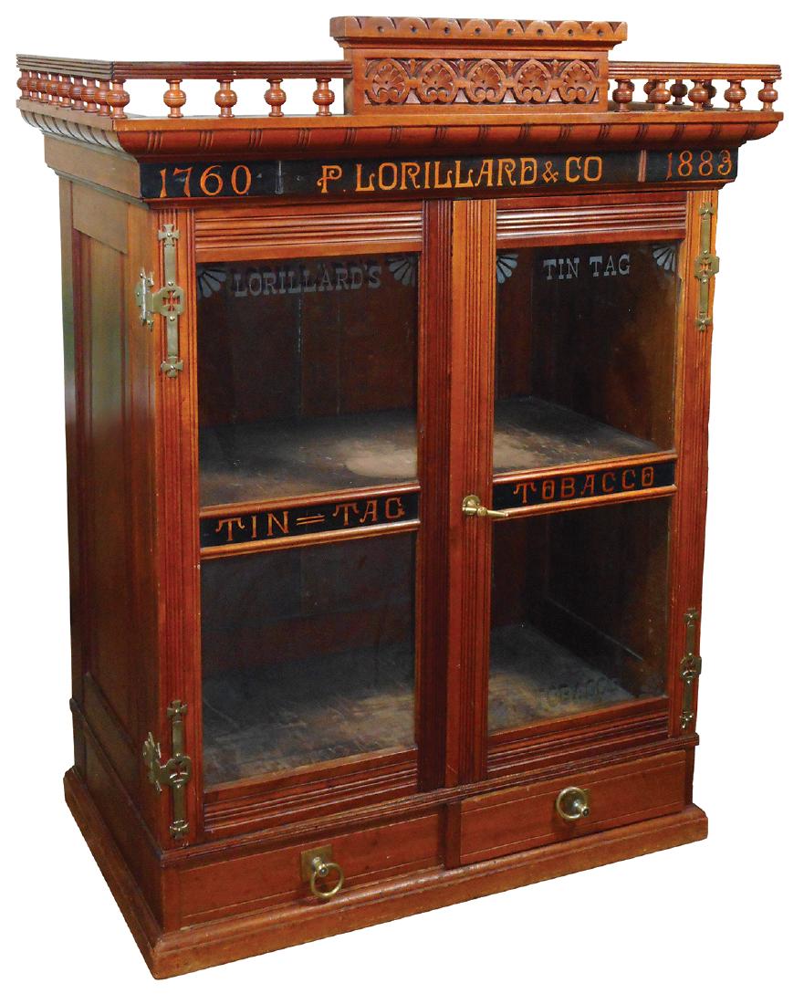 Country store advertising cigar cabinet, P. Lorillard & (1 of 1)