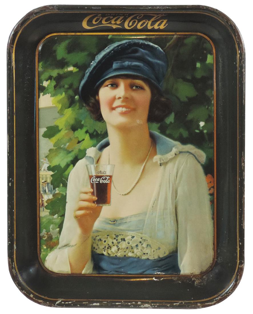 Coca-Cola serving tray, 1921 Autumn Girl, litho on (1 of 1)