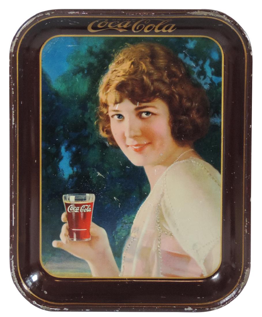 Coca-Cola serving tray, 1924 Smiling Girl w/maroon rim, (1 of 1)