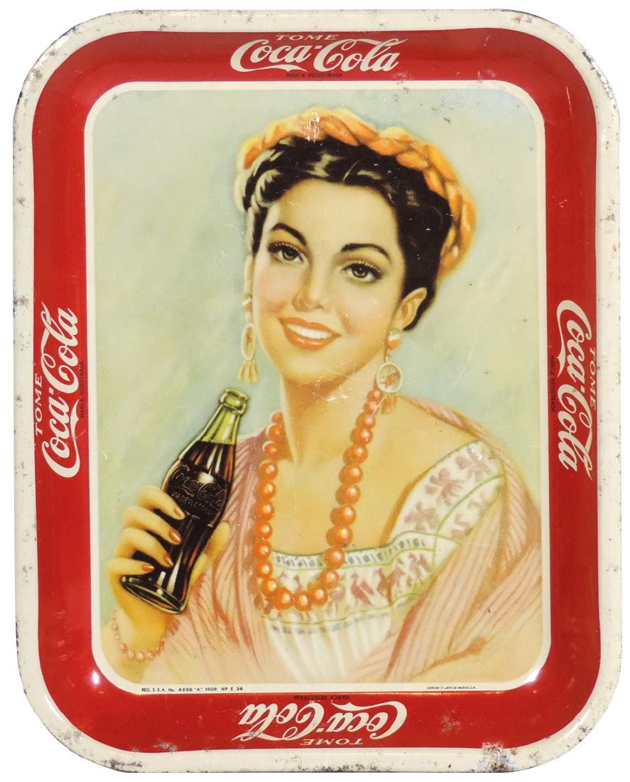 Coca-Cola Mexican serving tray, 1940's Rare, litho on (1 of 1)