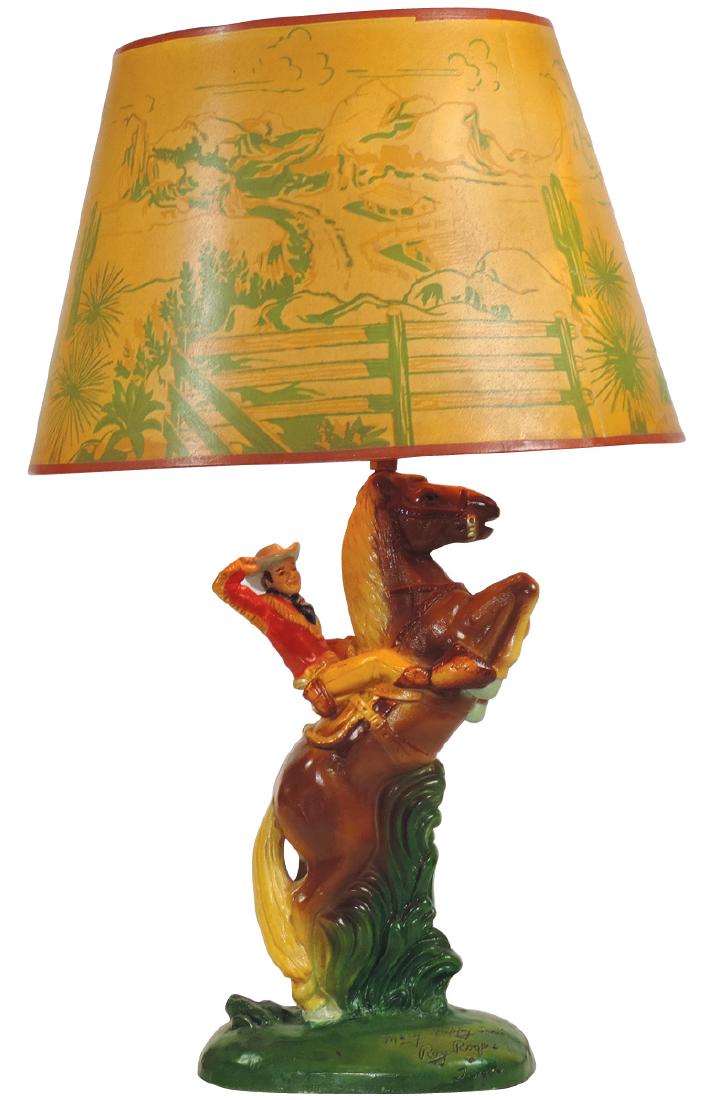 Roy Rogers lamp, Roy & Trigger table lamp, painted (1 of 1)