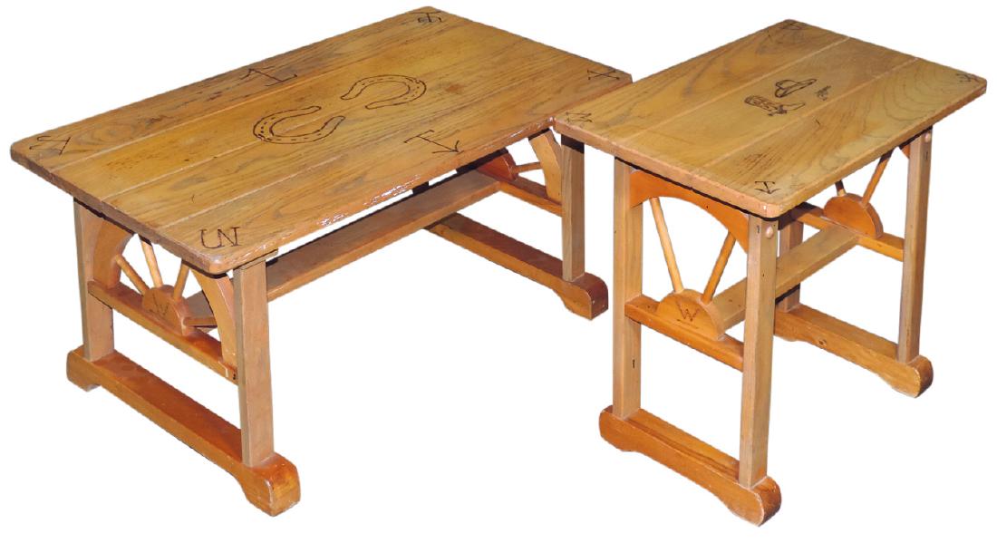 Western furniture (2), coffee & end table, pine & maple (1 of 1)