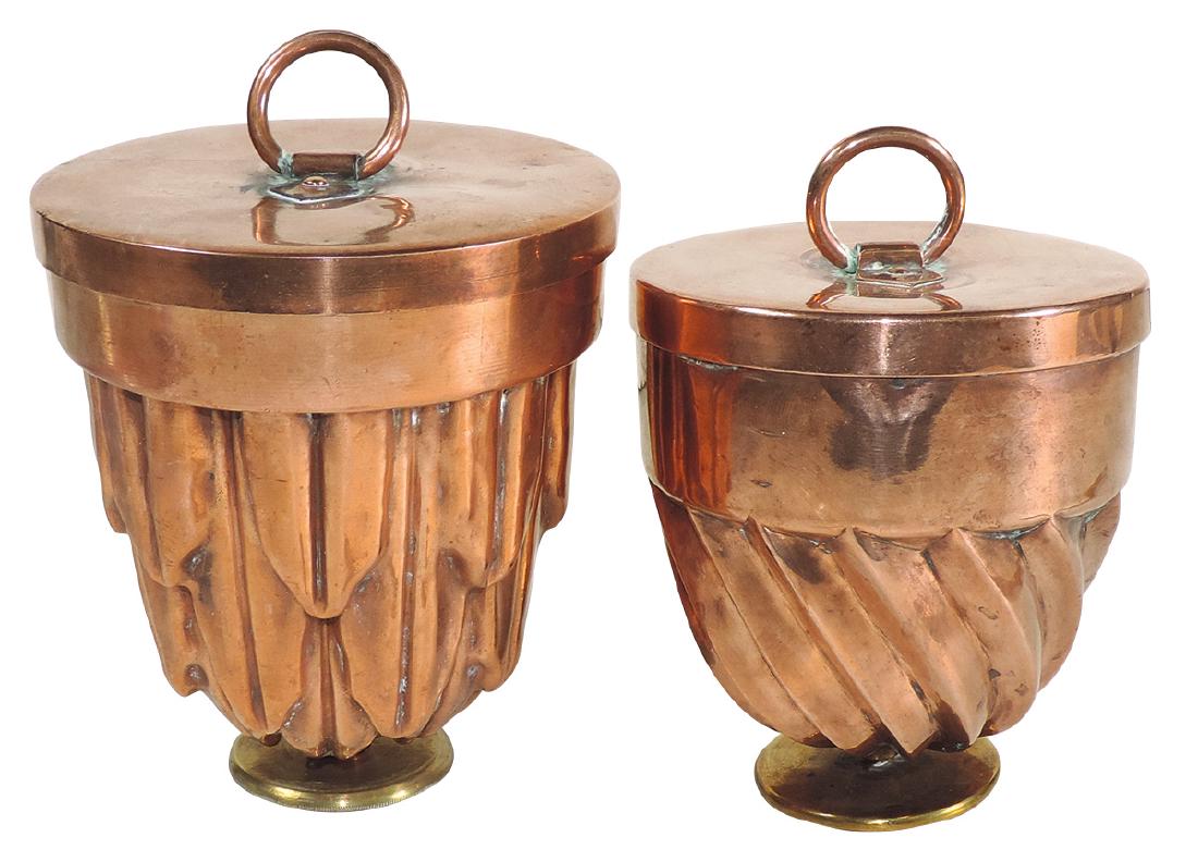 Ice cream molds (2), both copper, swirl & textured (1 of 1)