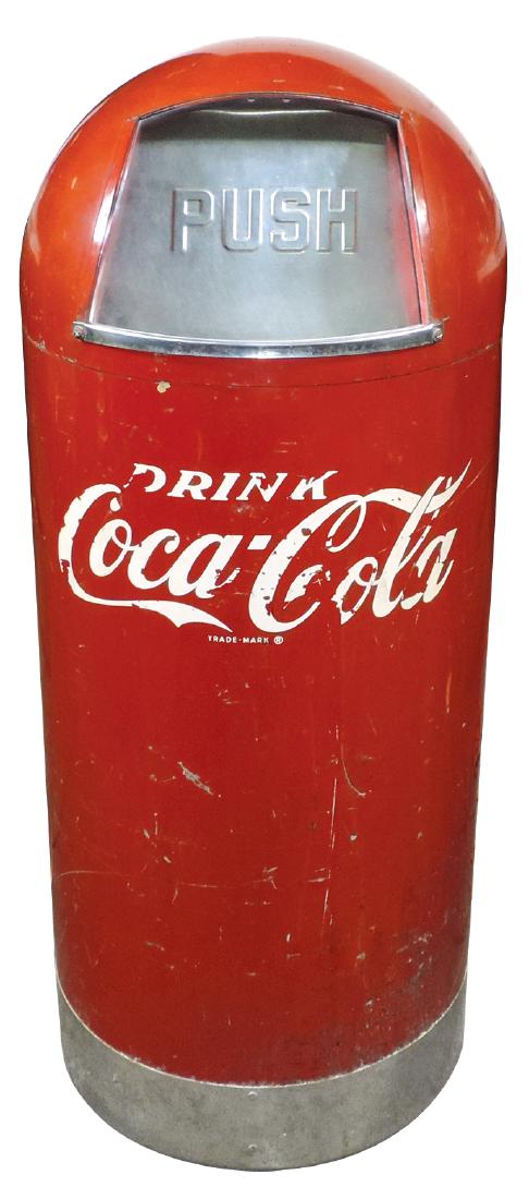 Coca-Cola trash can, metal w/dome top, VG cond w/orig (1 of 1)