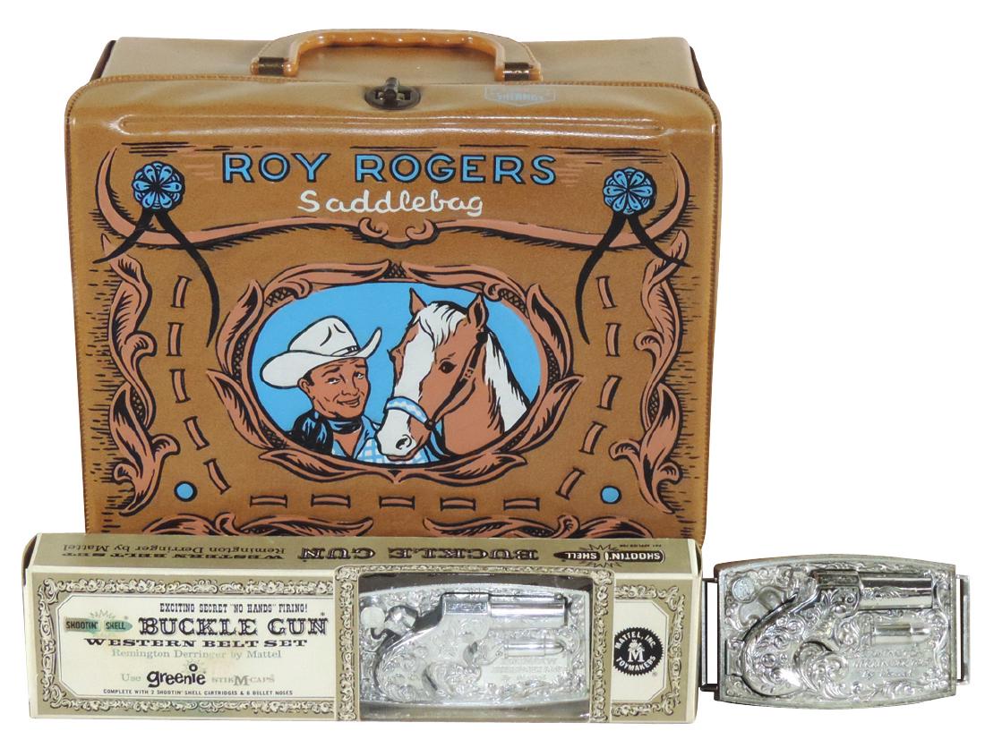Western toys (3), Roy Rogers Saddlebag lunchbox, vinyl (1 of 1)