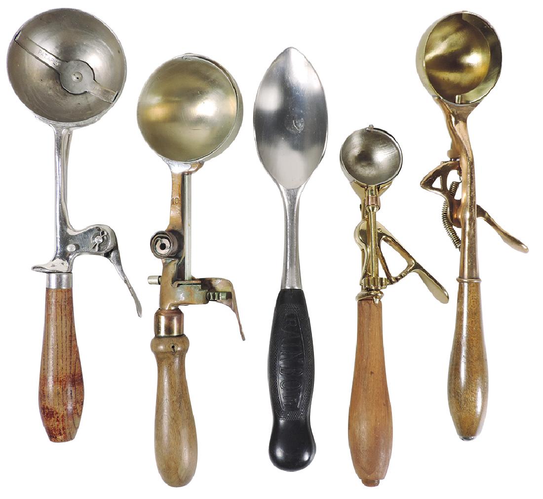 Ice cream dippers & spade (5), assorted round scoops, (1 of 1)