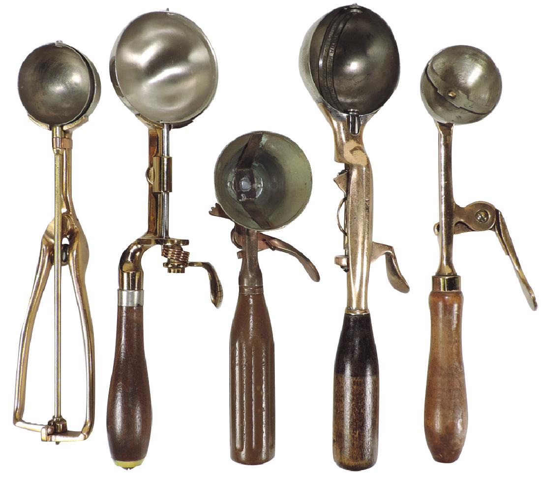 Ice cream dippers (5), assorted round & conical, (1 of 1)