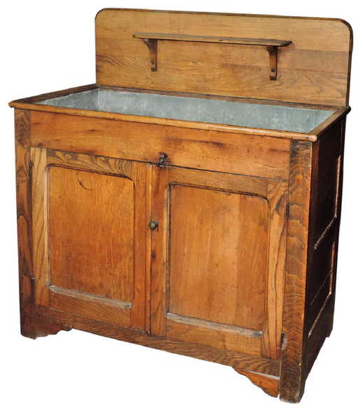 Furniture Dry Sink Oak W Galvanized Wash Basin