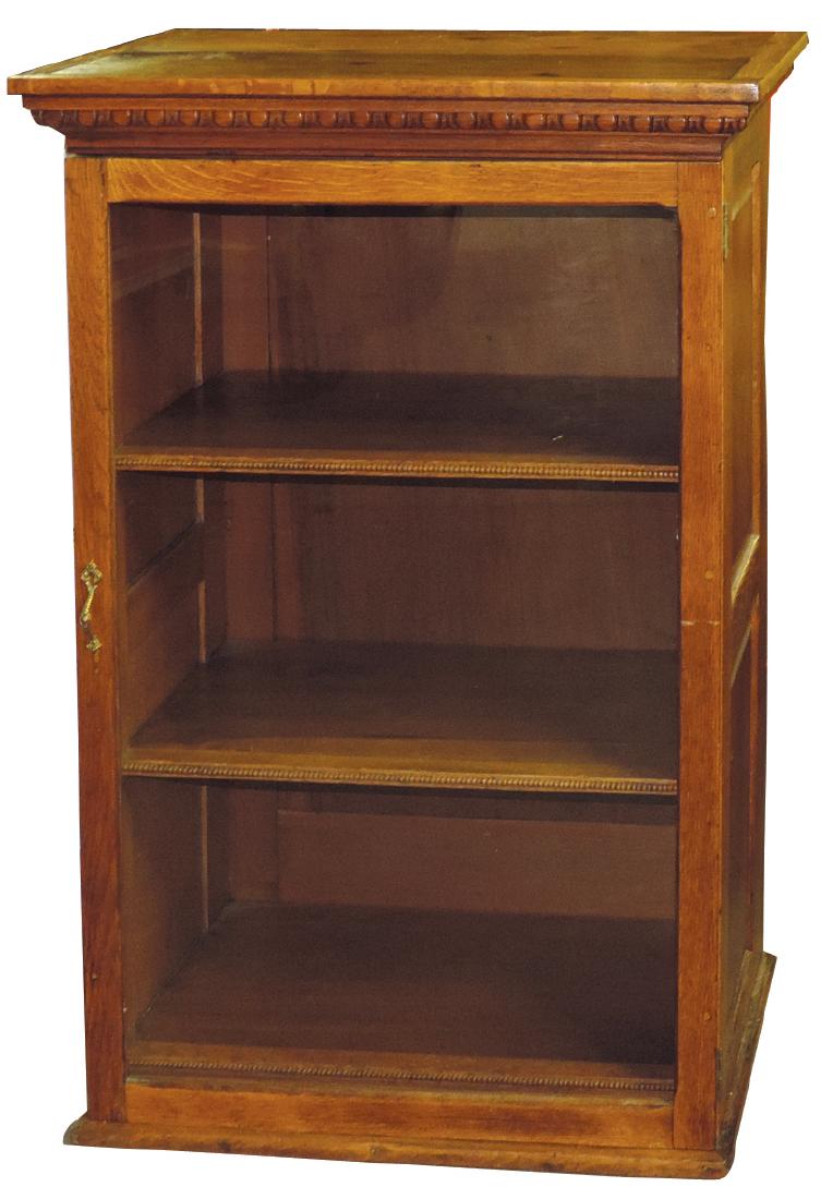 Furniture, display cupboard, oak w/glass front door, (1 of 1)