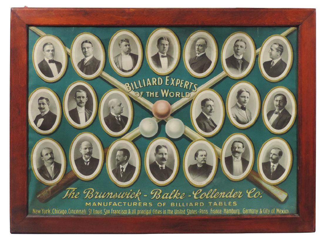 Billiard poster, "Billiard Experts of the World",