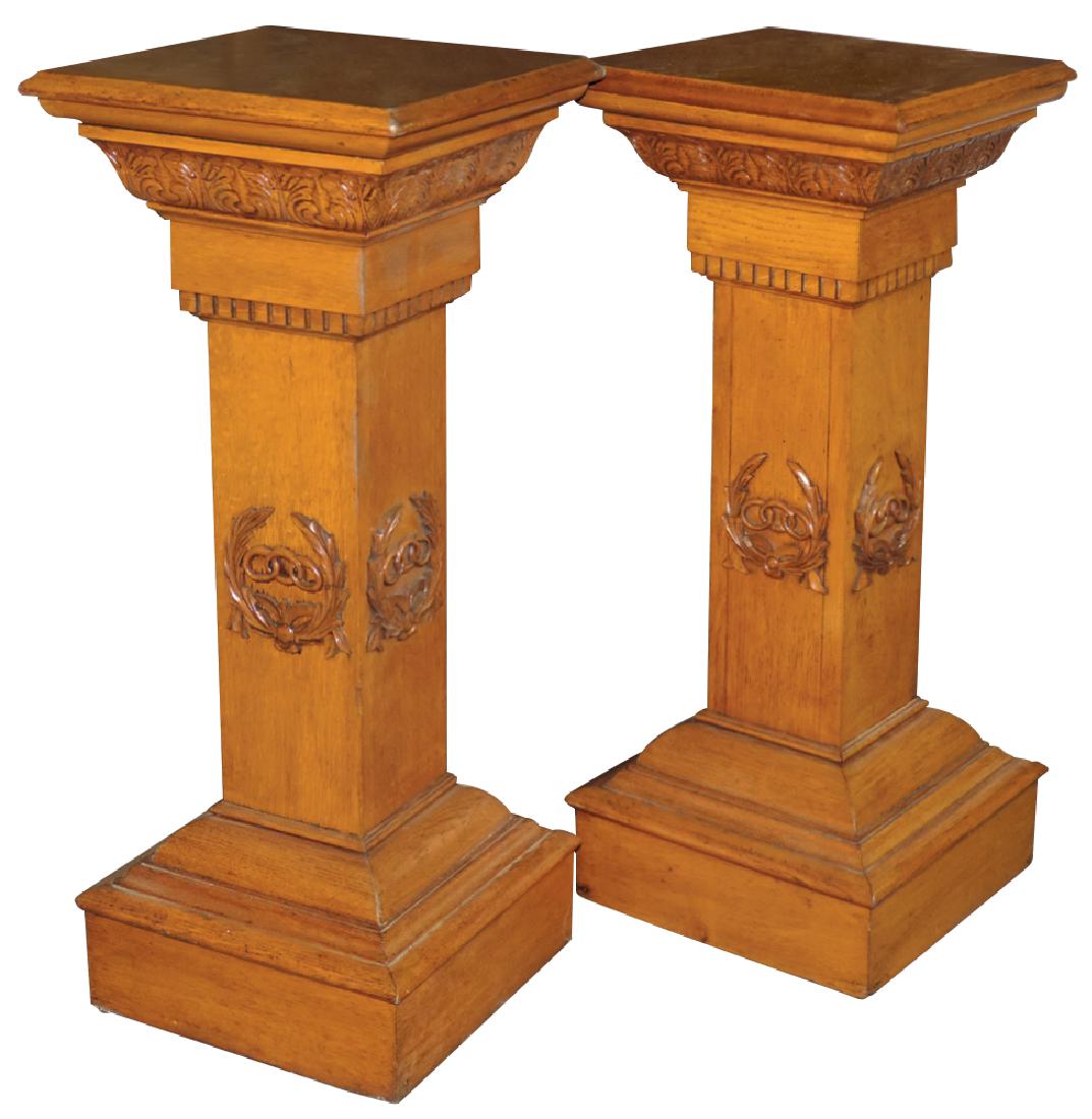 Fraternal pedestals (2), Odd Fellows Lodge, oak w/lodge (1 of 1)