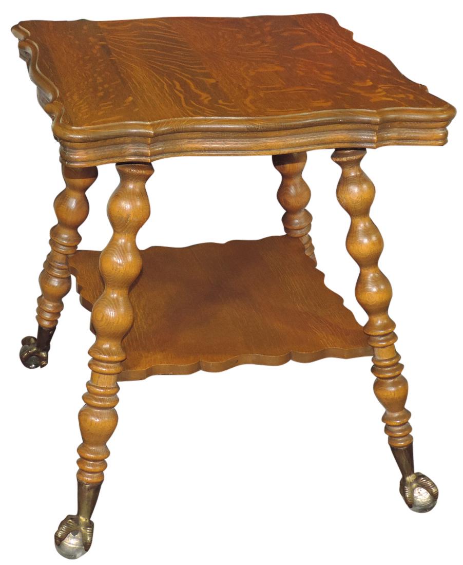 Furniture, parlor table, quartersawn oak w/large claw