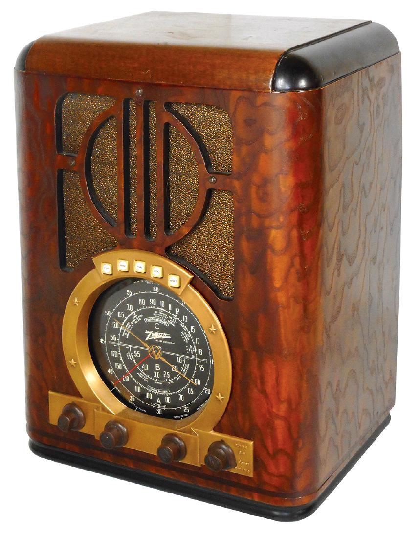 Radio, Zenith, Model 65-330, wood veneer (burl), (1 of 1)