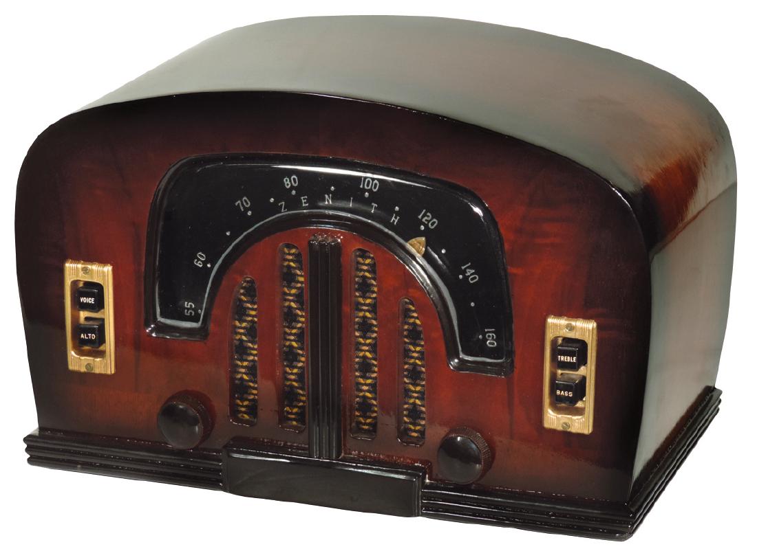 Radio, Zenith, Model 6D2615, wood veneer, c.1942, Exc (1 of 1)