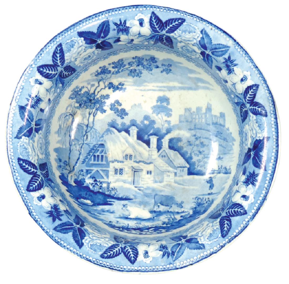 Pitcher & wash basin, English Transferware, blue & (1 of 2)