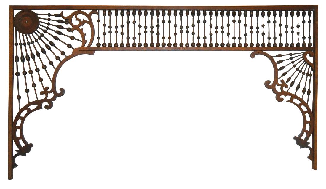 Architectural fretwork, oak Stick and Ball, c.1900, Exc: Architectural fretwork, oak Stick and Ball, c.1900, Exc cond, 33"H x 61"W.