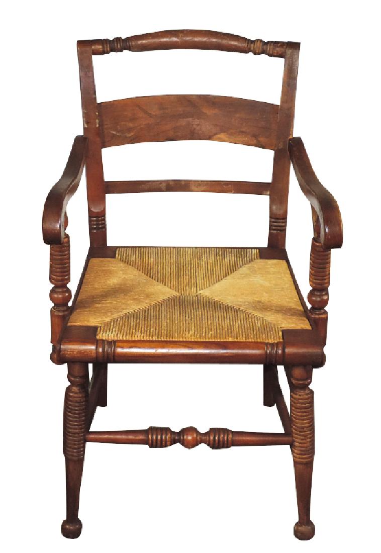Furniture, arm chair w/rush seat, Nichols & Stone, (1 of 1)