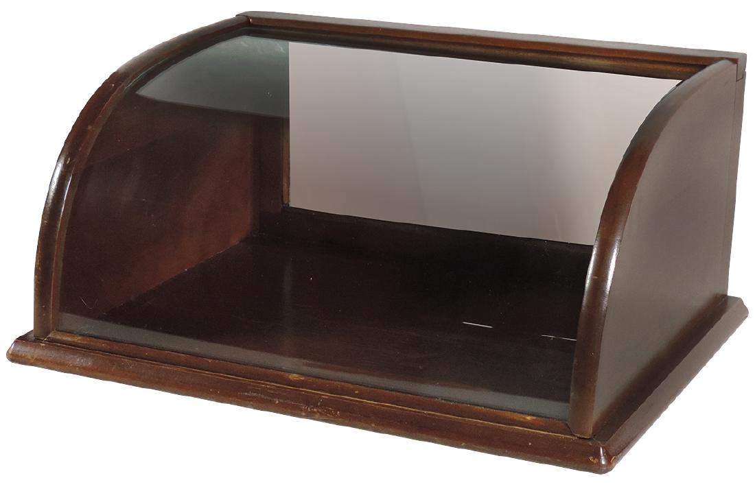 Display case, wood countertop w/curved glass front, (1 of 1)