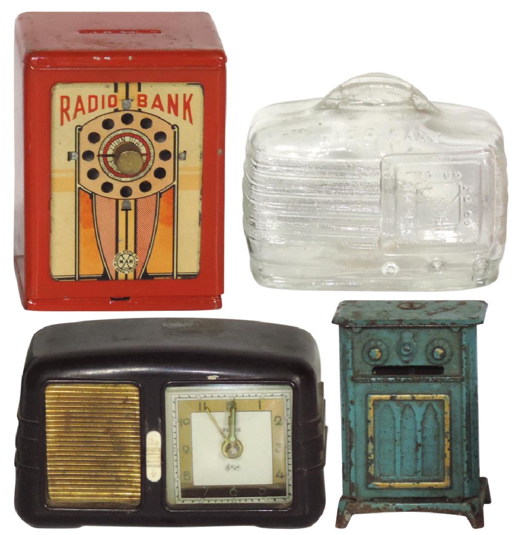 Radio banks & music box w/clock (4), Marx metal radio (1 of 1)