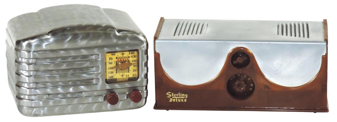 Radios (2), Sterling Deluxe, metal & plastic, silver & (1 of 1)
