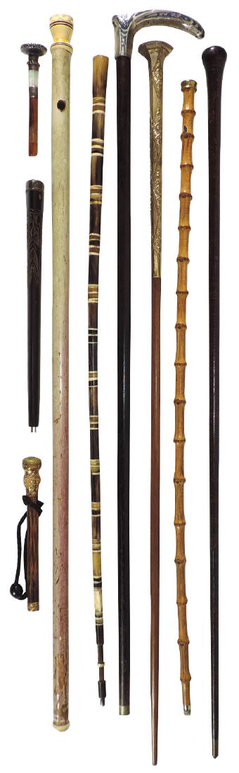Canes & walking sticks (9), metal, bamboo, wrapped (1 of 1)
