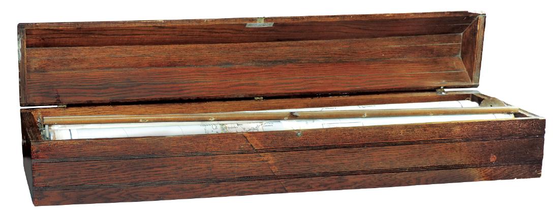 Country school map case, oak wall-hung wainscoted case (1 of 2)