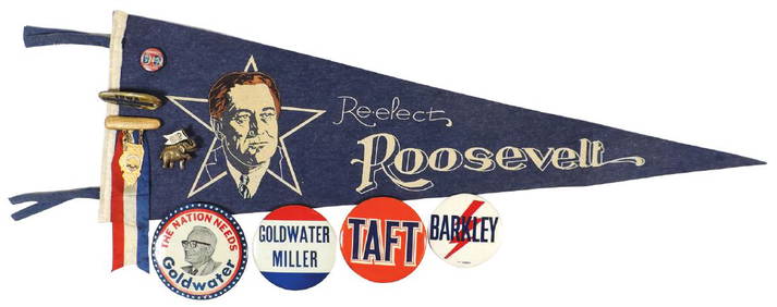 Political buttons, pin & pennant (9), Re-elect (1 of 1)