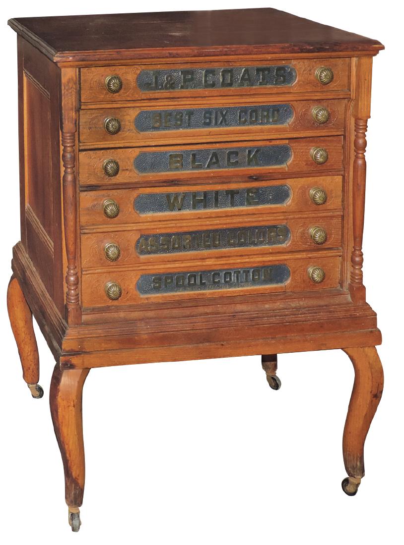 Country store spool cabinet on legs, J.& P. Coats' (1 of 2)