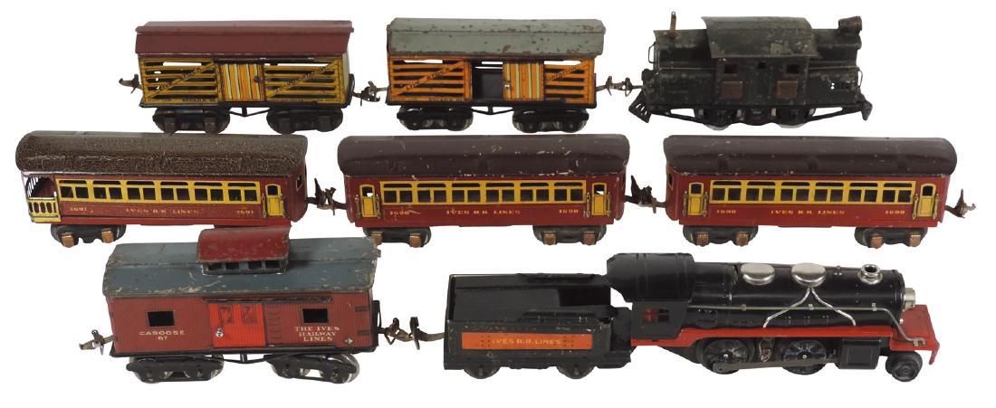 Toy trains (2), Ives #3252 engine, (2) #65 livestock (1 of 1)