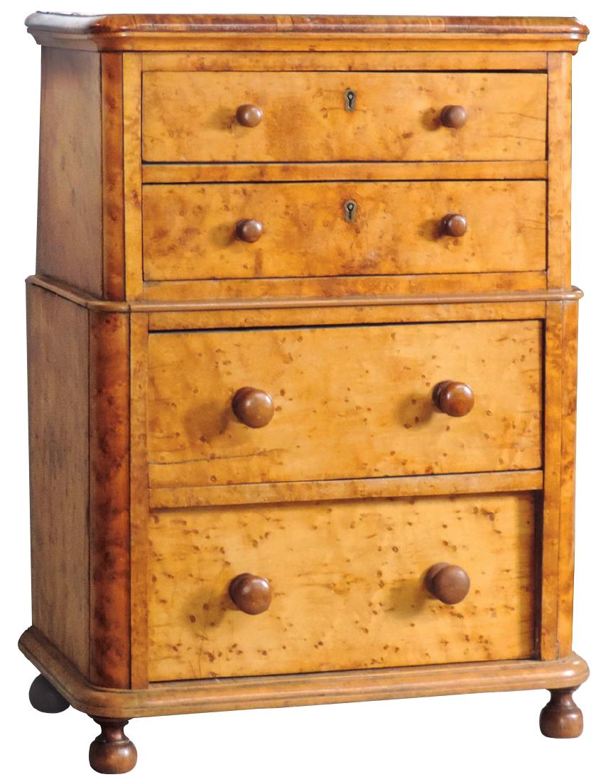 Children's 4 -drawer bureau, Birdseye maple w/ball (1 of 1)