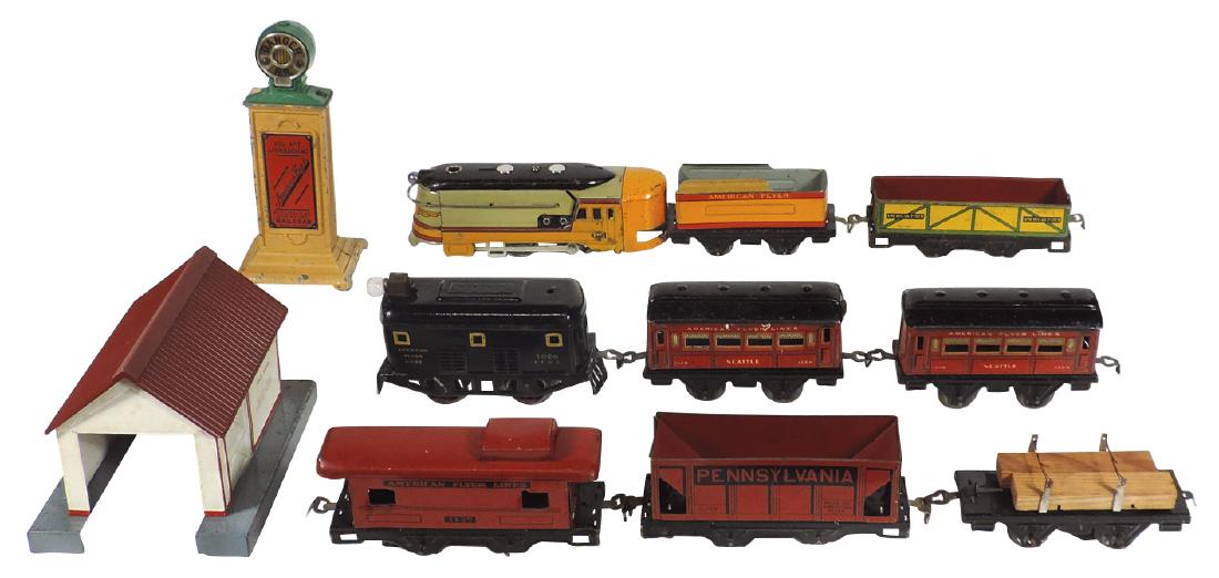 Toy trains & accessories (11 pcs), American Flyer, loco (1 of 1)
