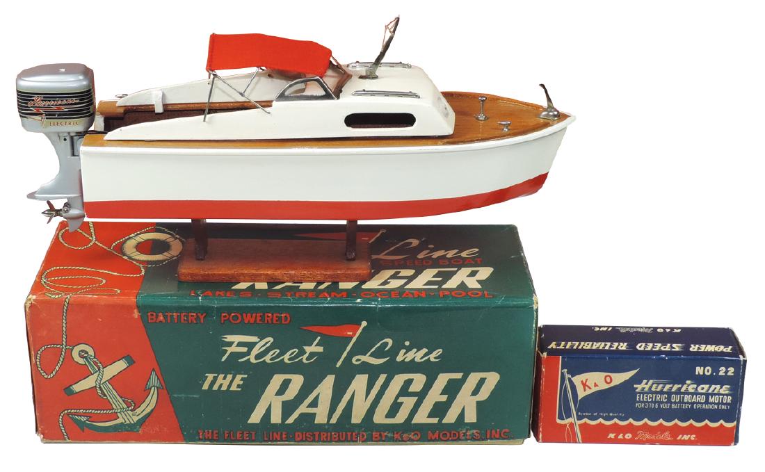 Toy boat w/motor, Fleet Line "The Ranger", in orig box (1 of 1)