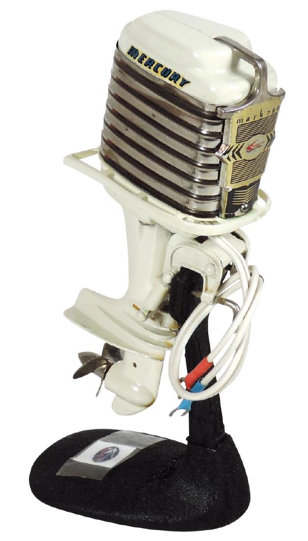Toy boat motor, 1959 Mercury Mark 78R on metal display (1 of 1)