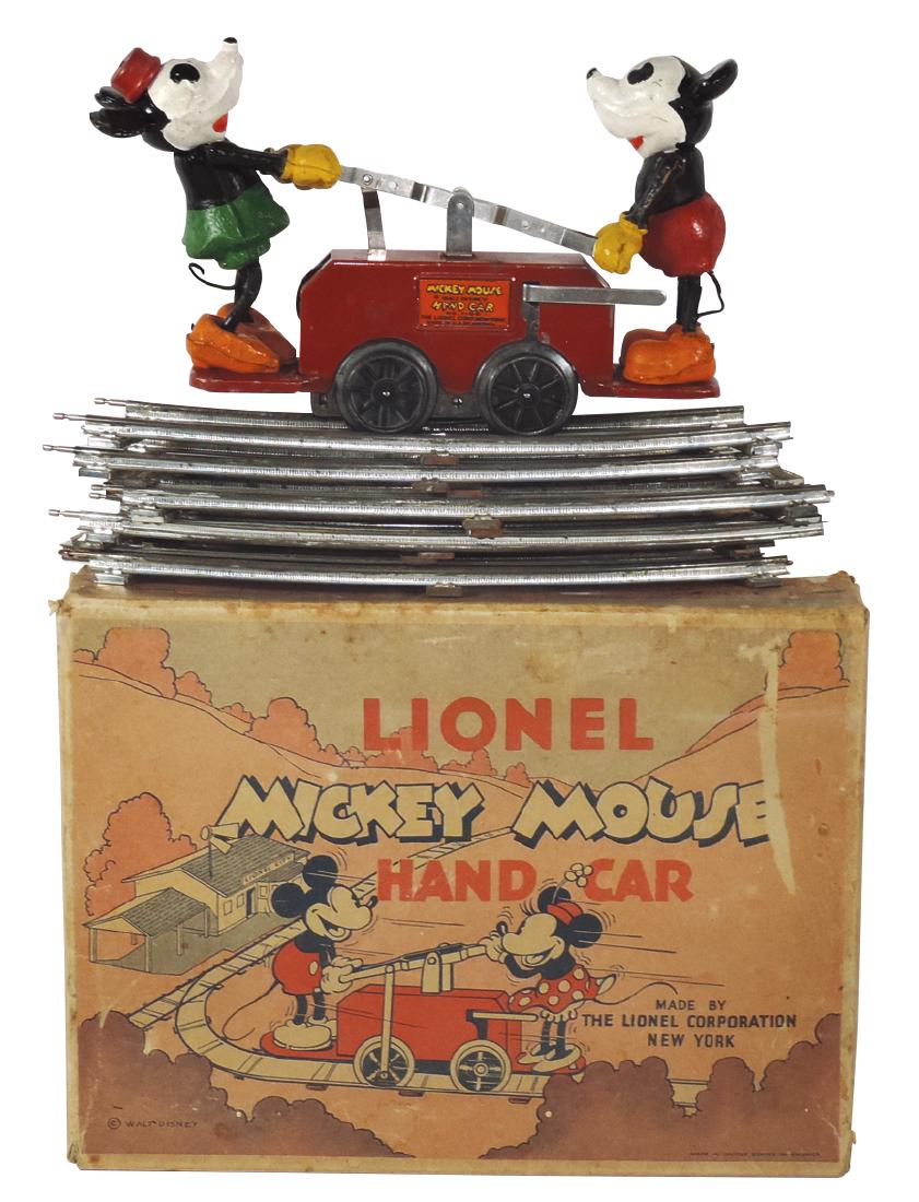 Toy Lionel Mickey Mouse handcar in orig box w/8 (1 of 1)