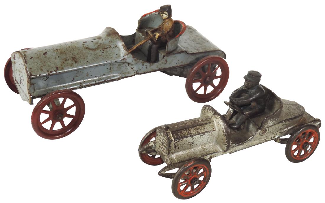 Toy cars (2), cast iron boat tail speedster w/driver, (1 of 1)