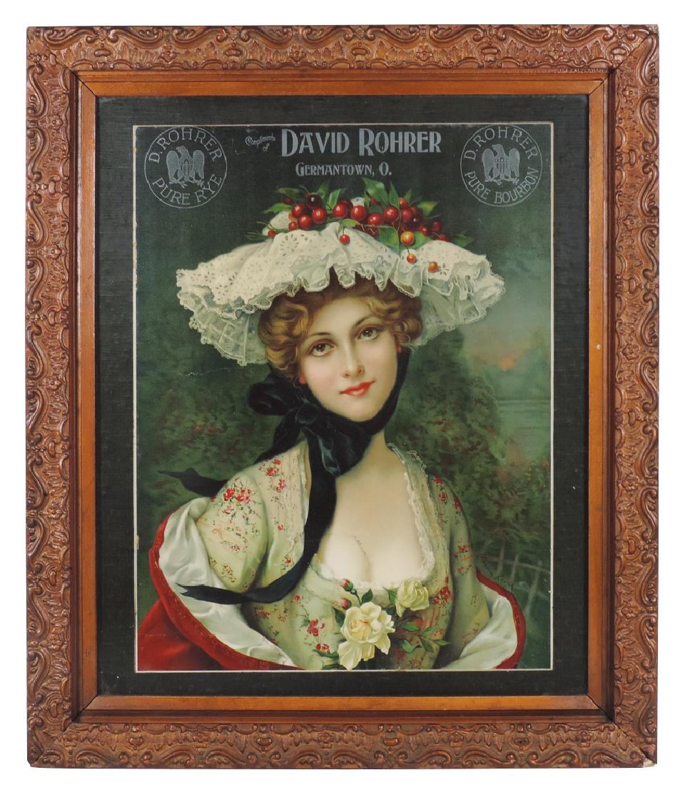 Breweriana advertising print, D. Rohrer Pure Rye & (1 of 1)