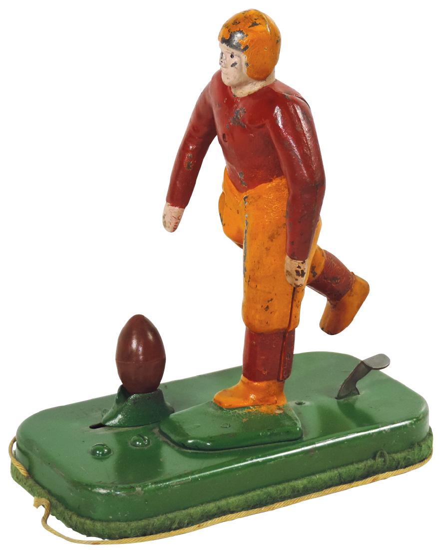 Toy football kicker, Woolsey cast iron kicker,