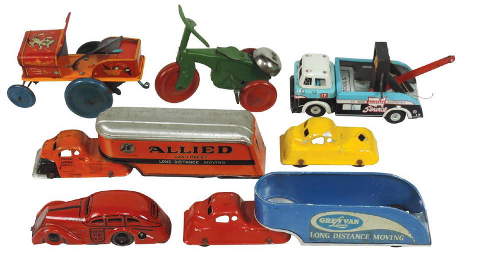Toys (6), Cars, Trucks, Tricycle & Jeep, Grey Van Lines