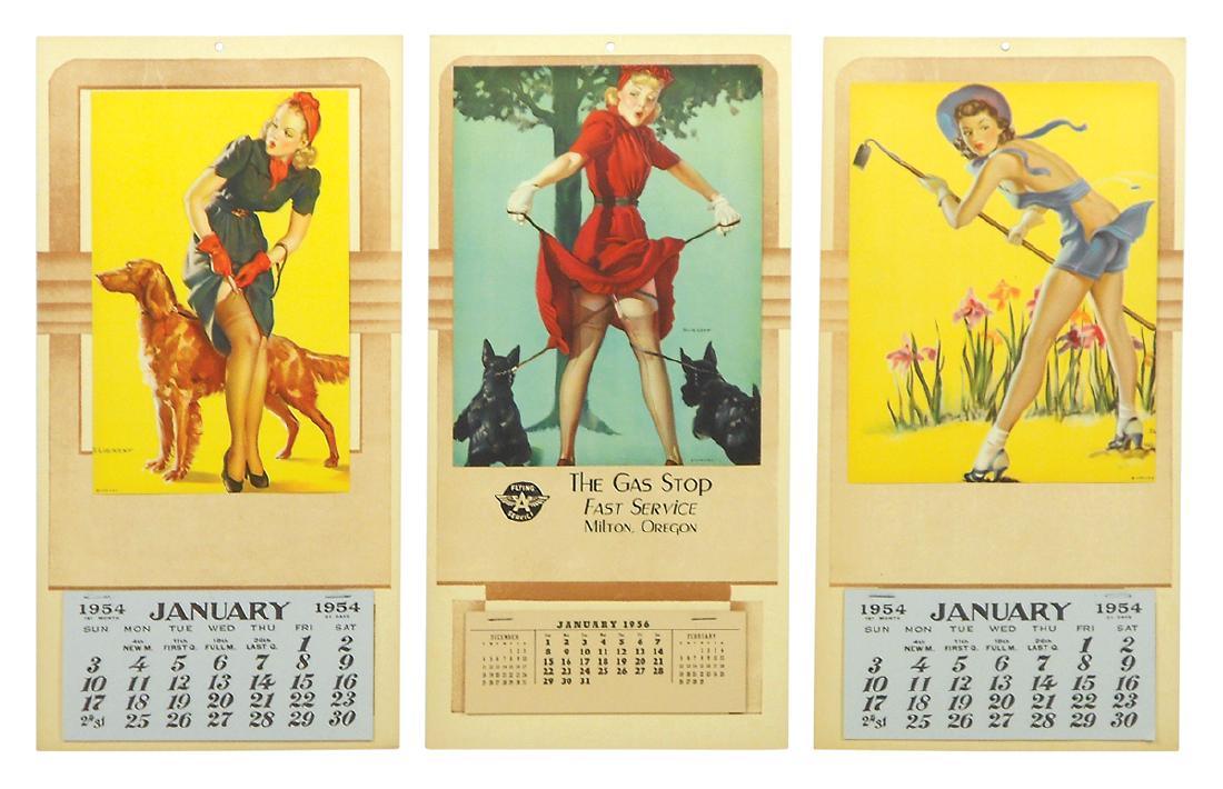 Pinup calendars (3), 1954 (2) & 1956 Elvgren signed May 06, 2018