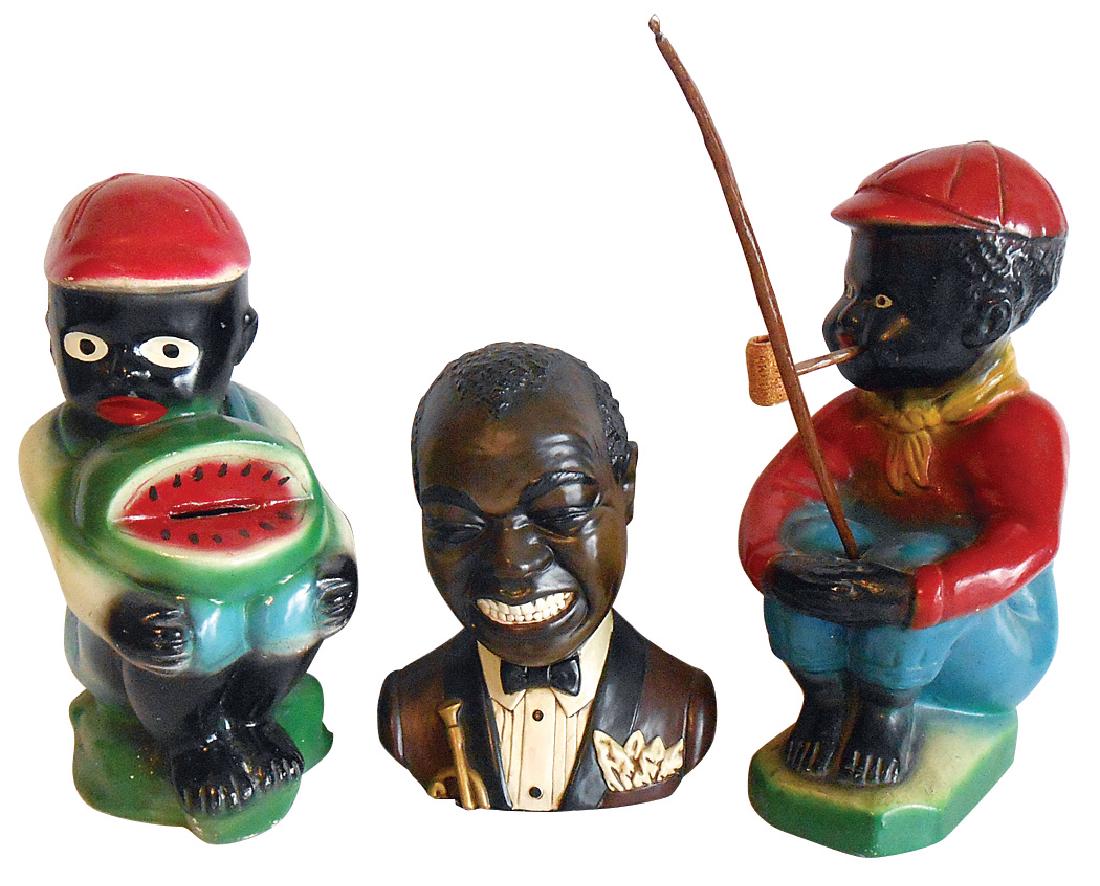 Black Americana (3), 2 painted plaster figures-Black (1 of 1)