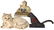 Cast iron doorstops & nut cracker (3), Hubley reclining