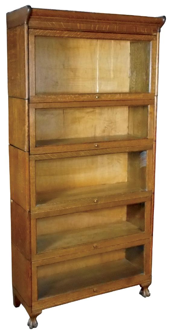 Furniture, stacking bookcase, mfgd by Gunn, oak 5 (1 of 1)