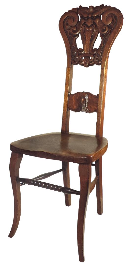 Furniture, high back chair w/contoured seat, oak (1 of 1)