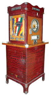 Coin-operated arcade skill game "Four Square", take: Coin-operated arcade skill game "Four Square", take English Penny, win prizes, 2 machines are Bryan Variable Payouts & 2 are Twelvewin Clock Machines, mechs look complete, machine has great "alligator