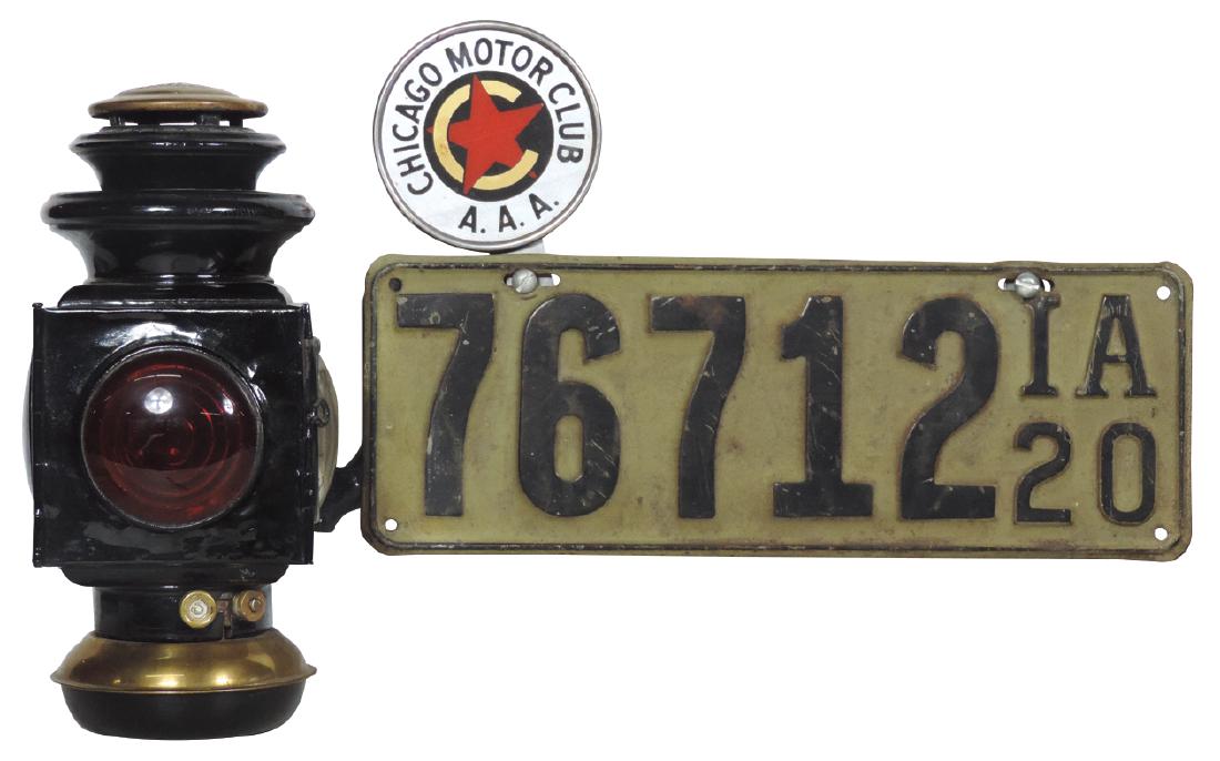 Automobile Ford Model T tail lamp w/license plate & (1 of 1)